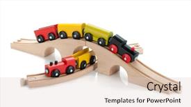  Presentation with wooden toy - Beautiful PPT theme featuring wooden toy colored train isolated backdrop and a lemonade colored foreground