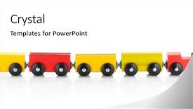  Presentation with wooden toy - Audience pleasing presentation design consisting of wooden toy colored train isolated backdrop and a white colored foreground