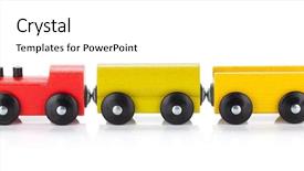  Presentation with wooden toy - Colorful PPT theme enhanced with wooden toy colored train isolated backdrop and a white colored foreground