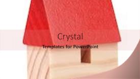  Presentation with wooden toy - PPT theme consisting of wooden-toy-house-isolated background and a coral colored foreground