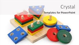  Presentation with wooden toy - Theme featuring wooden toy isolated on white background background and a white colored foreground