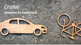  Presentation with car accident - Slides featuring wooden toy little car background and a gray colored foreground