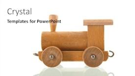 Presentation with wooden toy - Slide set with wooden-toy-train-isolated-over background and a white colored foreground