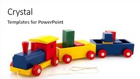  Presentation with wooden toy - Cool new PPT theme with wooden toy train with colorful backdrop and a white colored foreground