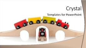  Presentation with wooden toy - Presentation theme featuring wooden toy trains isolated background and a white colored foreground
