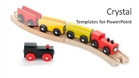  Presentation with wooden toy - Audience pleasing theme consisting of wooden toy trains isolated backdrop and a white colored foreground