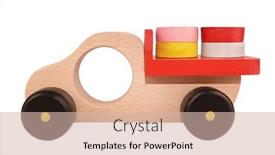  Presentation with wooden toy - Slide deck having wooden-toy-truck-for-children background and a soft green colored foreground