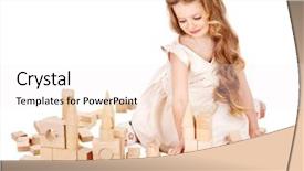  Presentation with building blocks - Cool new theme with wooden toy - happy child playing building blocks backdrop and a sky blue colored foreground