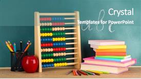  Presentation with wooden toy - PPT layouts enhanced with toy abacus books and pencils background and a teal colored foreground