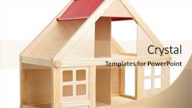  Presentation with white house - Colorful slide set enhanced with eco construction - toy house isolated on white backdrop and a lemonade colored foreground