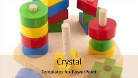  Presentation with shapes - PPT theme consisting of wooden toys as a puzzle background and a yellow colored foreground