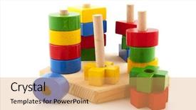  Presentation with wooden toy - PPT theme with wooden toys as a puzzle background and a yellow colored foreground