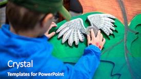  Presentation with wooden - Presentation enhanced with wooden toys shaped like animals background and a cobalt blue colored foreground