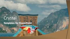  Presentation with thai - Audience pleasing slides consisting of wooden-traditional-thai-longtail-boat backdrop and a gray colored foreground