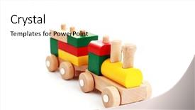  Presentation with wooden toy - Amazing slide set having wooden train isolated on white backdrop and a  colored foreground