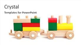  Presentation with white blue vapor trail - Audience pleasing presentation theme consisting of wooden train isolated on white backdrop and a white colored foreground