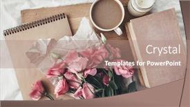  Presentation with eco paper - Presentation design with flowers craft paper and sketchbook background and a coral colored foreground