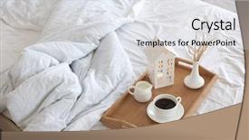  Presentation with decor - PPT theme featuring wooden tray with coffee background and a light gray colored foreground