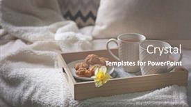  Presentation with cookies - Slide deck featuring wooden-tray-with-cups background and a gray colored foreground
