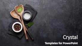  Presentation with cooking utensils - Slide deck enhanced with wooden utensils and spices food background and a dark gray colored foreground