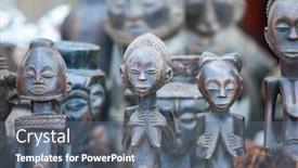  Presentation with vintage art - Slide set enhanced with wooden vintage african art woman statue decoration for table background and a gray colored foreground