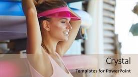  Presentation with sexy - Cool new slide deck with reeds - young sexy woman wearing cap backdrop and a coral colored foreground