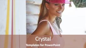  Presentation with sexy - Colorful presentation design enhanced with reeds - young sexy woman wearing cap backdrop and a coral colored foreground