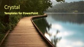  Presentation with beautiful houses - Theme with wooden-walkway-around-the-lake and a tawny brown colored foreground