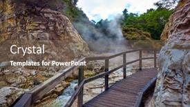  Presentation with geothermal - PPT theme having wooden-walkways-for-tourists-laid background and a violet colored foreground