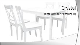  Presentation with dining - Colorful presentation theme enhanced with wooden white dining table and four chairs backdrop and a white colored foreground