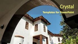  Presentation with windows - Colorful PPT layouts enhanced with wooden windows of balkan architecture backdrop and a tawny brown colored foreground