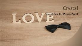 Presentation with black father - Theme having wooden-word-love-with-black background and a coral colored foreground