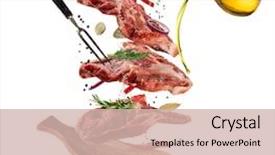  Presentation with food preparation - PPT theme featuring woodenboard concept of food background and a soft green colored foreground