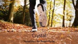  Presentation with runners - Slide set having woodland - close up of male runners background and a coral colored foreground