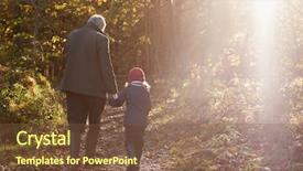  Presentation with woodland - Presentation design enhanced with woodland - grandfather and granddaughter enjoying autumn background and a tawny brown colored foreground