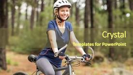  Presentation with camera - Cool new PPT layouts with woodland forest - pretty young biker looking backdrop and a  colored foreground