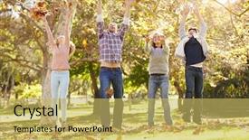  Presentation with family medical leave act - Beautiful PPT theme featuring woodland games - family throwing autumn leaves backdrop and a yellow colored foreground