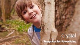  Presentation with woodland - Colorful presentation theme enhanced with woodland games - portrait of boy playing game backdrop and a  colored foreground