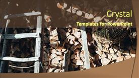  Presentation with pile of stacked firewood prepared - Slides consisting of woodpile-of-birch-firewood-close background and a  colored foreground
