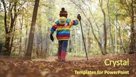  Presentation with winter forest - Slide deck consisting of woods - boy walking with a hiking background and a tawny brown colored foreground