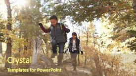  Presentation with sister - Cool new PPT theme with woods - brother and sister walking along backdrop and a coral colored foreground