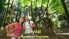  Presentation with redwood forest - Slides enhanced with woods - hiking couple in forest redwoods background and a tawny brown colored foreground