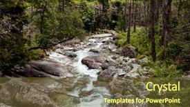  Presentation with nature river - Audience pleasing PPT theme consisting of woods and small mountain river backdrop and a tawny brown colored foreground