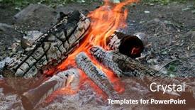  Presentation with woods - Amazing PPT theme having woods-burning-in-fire backdrop and a tawny brown colored foreground