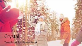  Presentation with snowball - Amazing presentation theme having woods games - christmas season friendship and people backdrop and a coral colored foreground