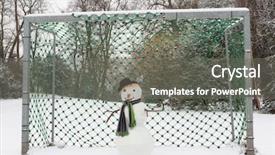  Presentation with defending - Slide deck having woods games - funny snowman defending the soccer background and a  colored foreground