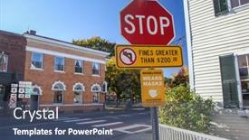  Presentation with street lights - Colorful theme enhanced with woodstock-vt-usa-october-9 backdrop and a ocean colored foreground