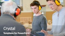  Presentation with apprenticeship - PPT theme having woodwork apprenticeship background and a dark gray colored foreground