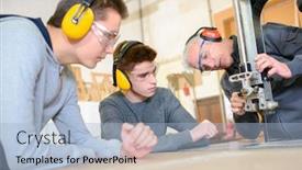  Presentation with apprenticeship - Cool new slide deck with woodwork apprenticeship backdrop and a light blue colored foreground