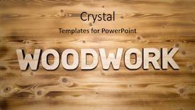  Presentation with wooden building blocks - Theme enhanced with woodwork word made with building background and a yellow colored foreground